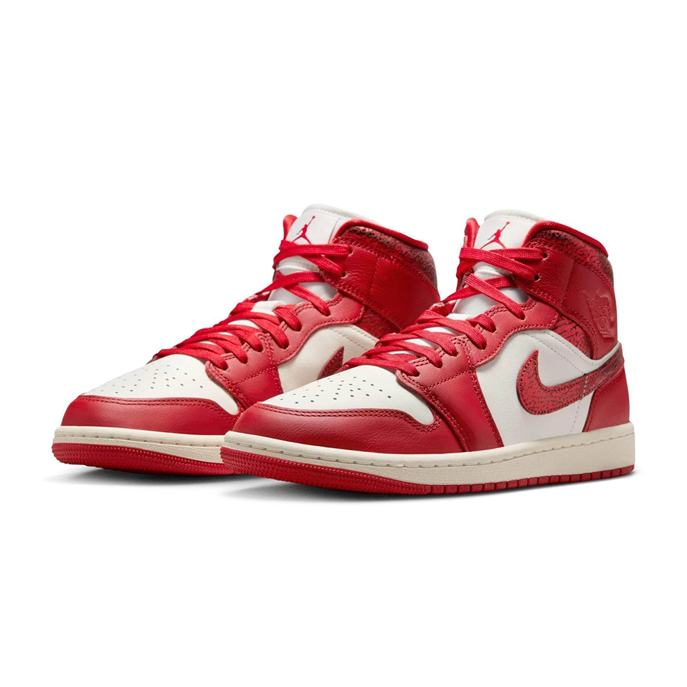 Women's Air Jordan 1 Mid SE -Red Cracked Leather-HJ9337-106