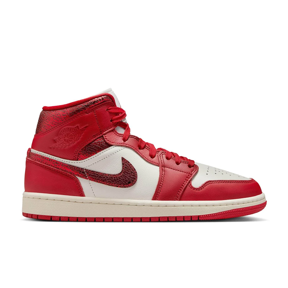Women's Air Jordan 1 Mid SE -Red Cracked Leather-HJ9337-106