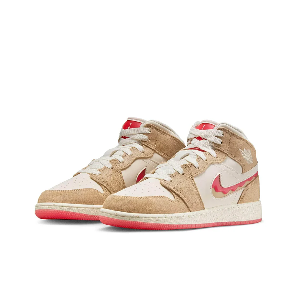 Grade School Air Jordan 1 Mid SE 'Peanut Butter & Jelly' - HJ5958-206