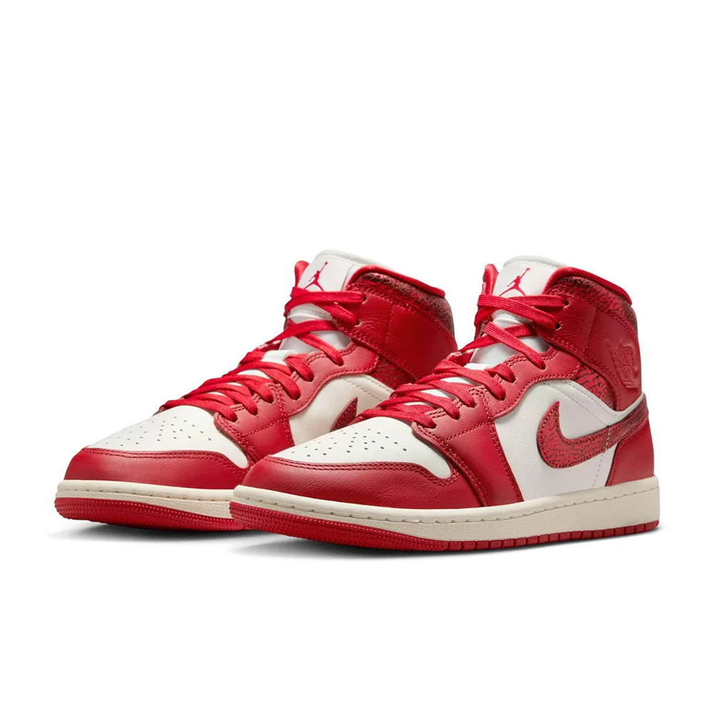 Women's Air Jordan 1 Mid SE -Red Cracked Leather-HJ9337-106