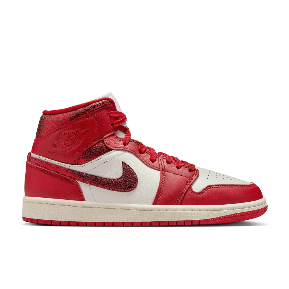 Women's Air Jordan 1 Mid SE -Red Cracked Leather-HJ9337-106