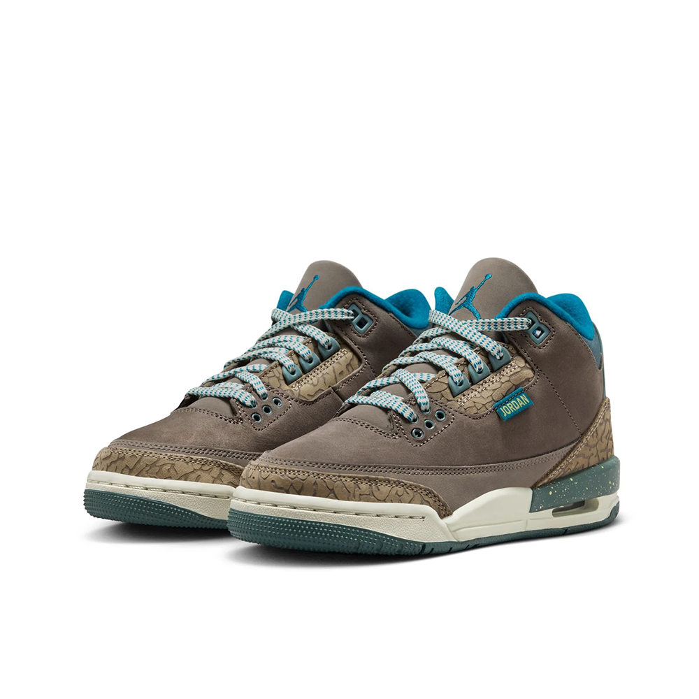 Grade School Air Jordan 3 Retro 'Olive Grey/Green Abyss' - IB7066-001