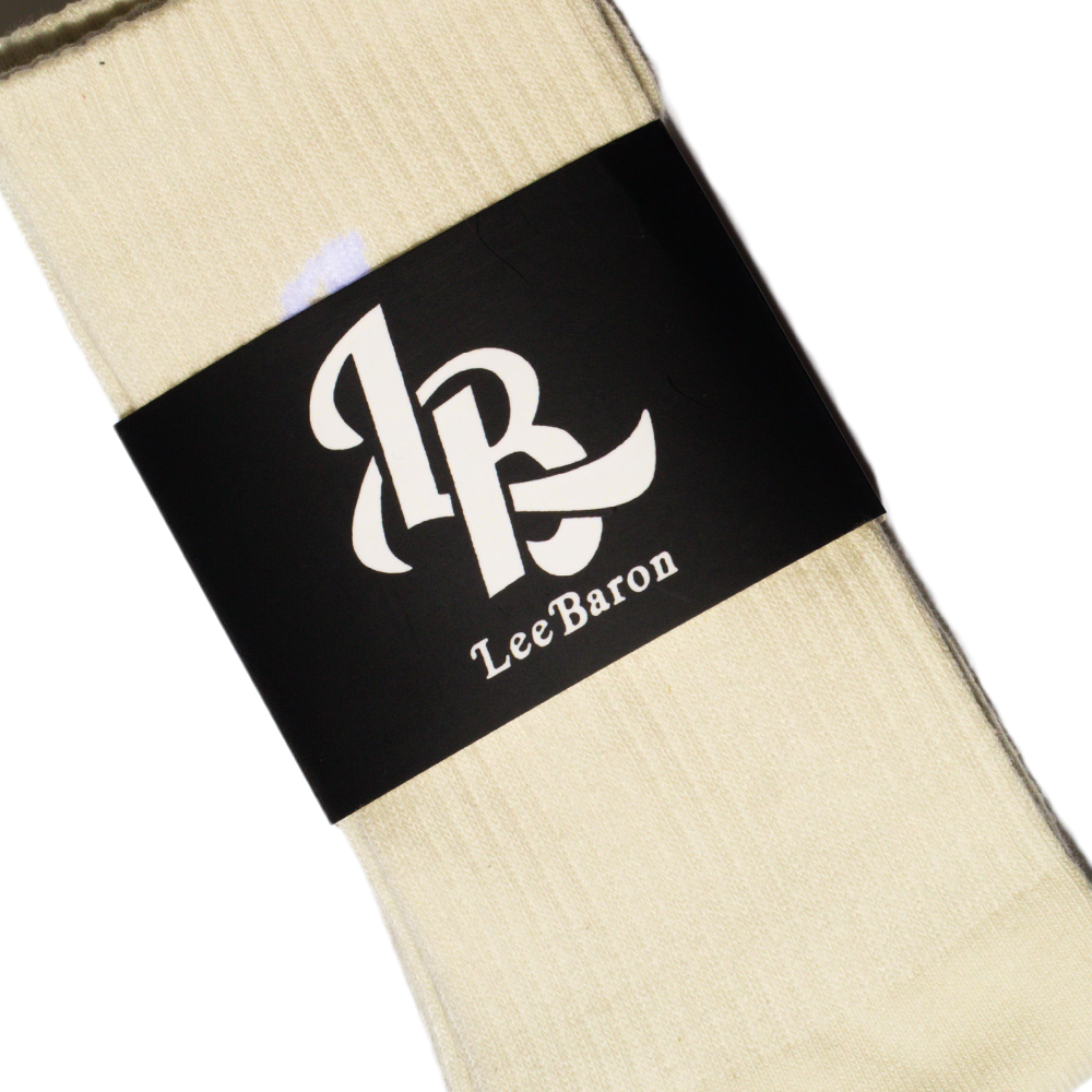 Lee Baron Core 'LB' Logo Socks - Cream/White