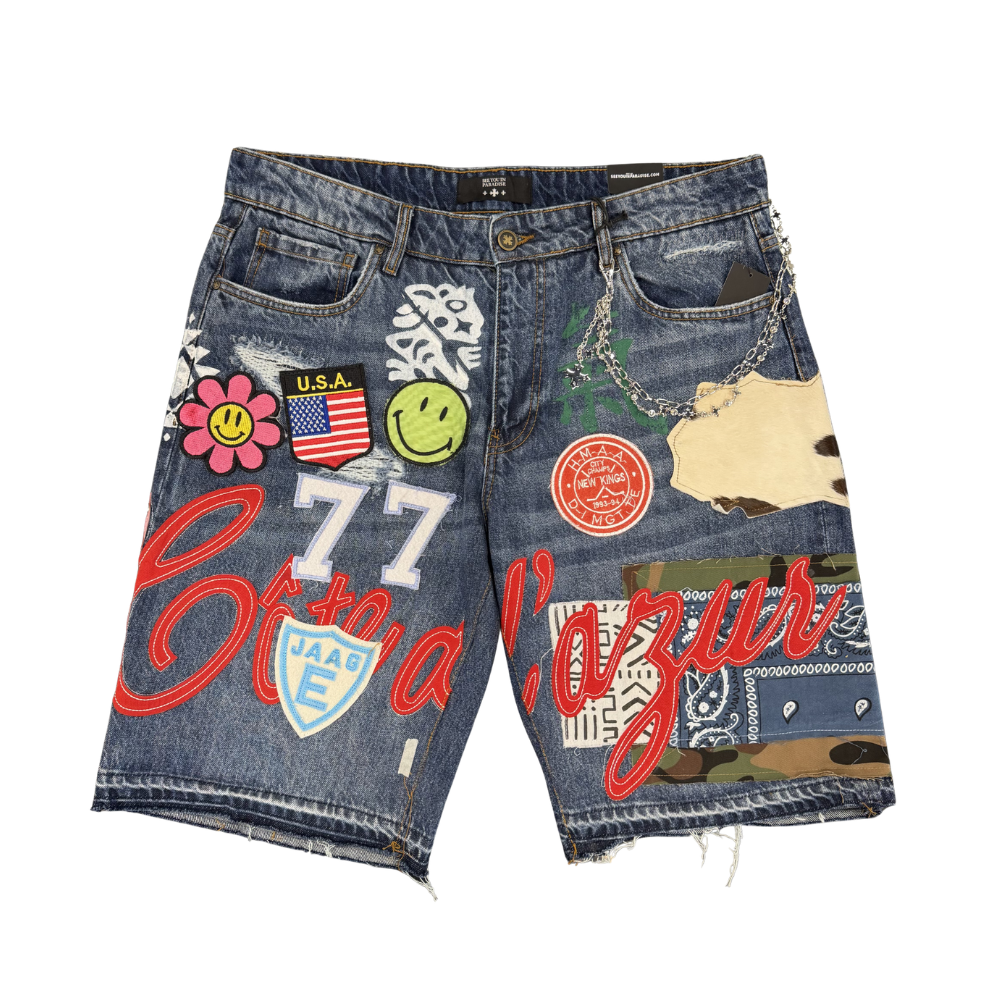 Jordan Craig Patch Pattern Denim Short-Aged Wash - JBP105S