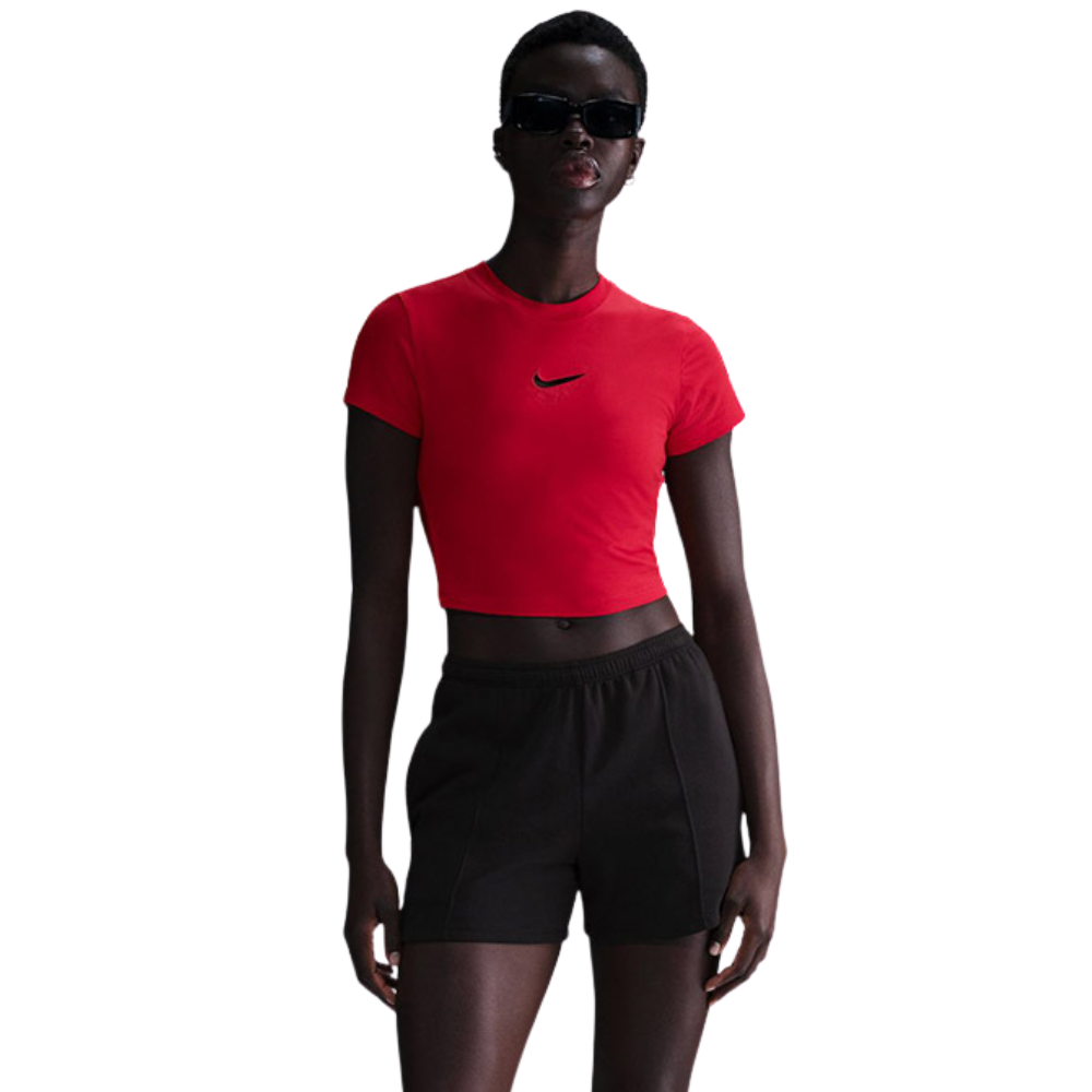 WMNS Nike Sportswear Chill Knit Slim Cropped T-Shirt-Red-HF9534-657