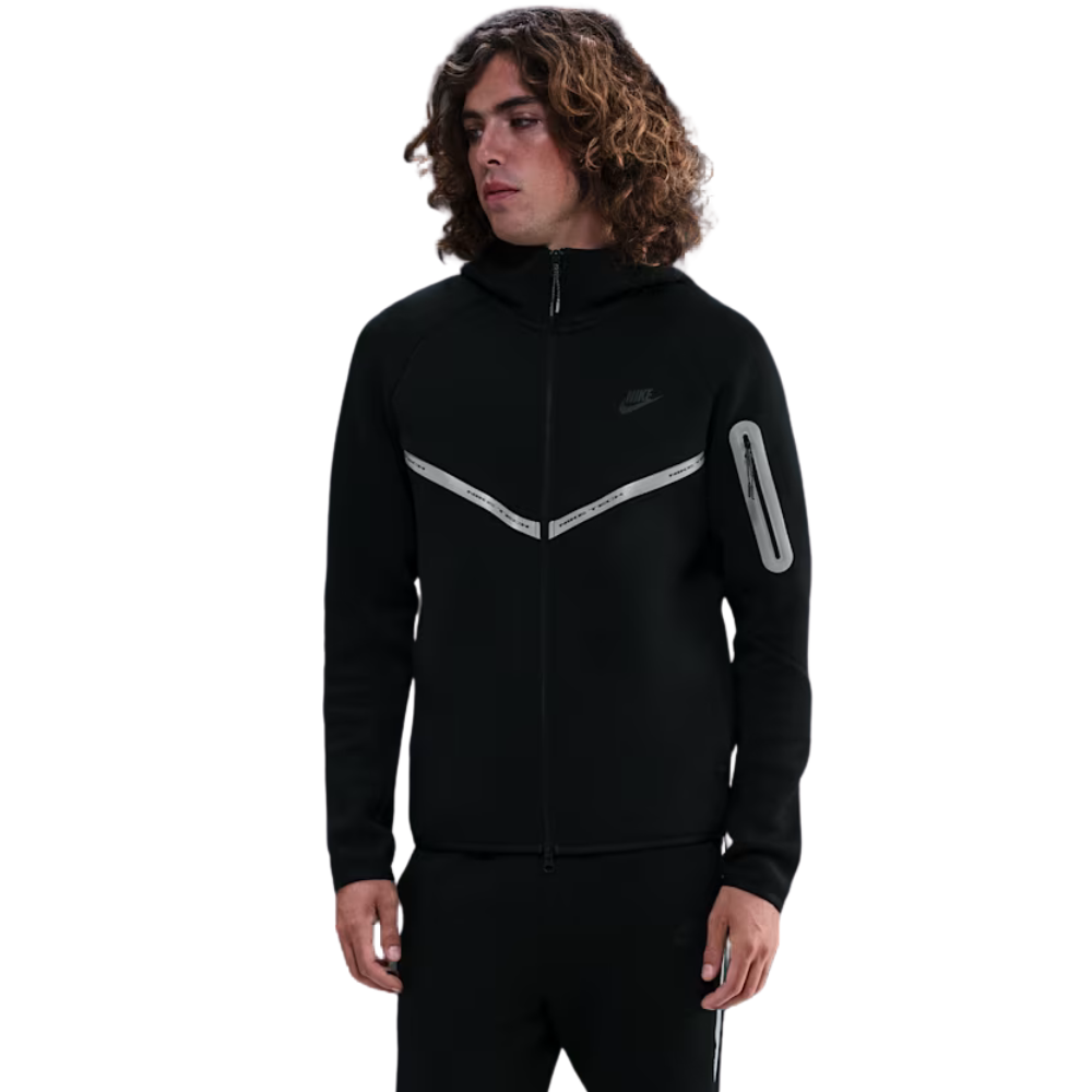 Men's Nike Tech Reflective Full Zip Windrunner Fleece Hoodie - Black - IM6537-010
