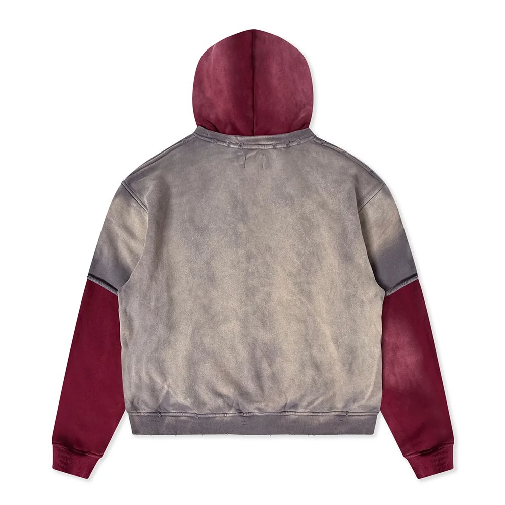 Diet Starts Monday Double Layer Hoodie - Washed Black/Maroon - DSM-HOL2501-022
