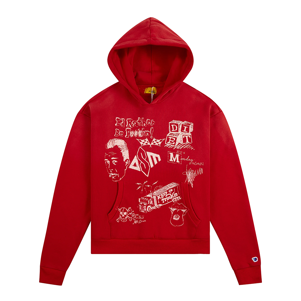 Diet Starts Monday Doodle Hoodie - Red - DSM-HOL25-024