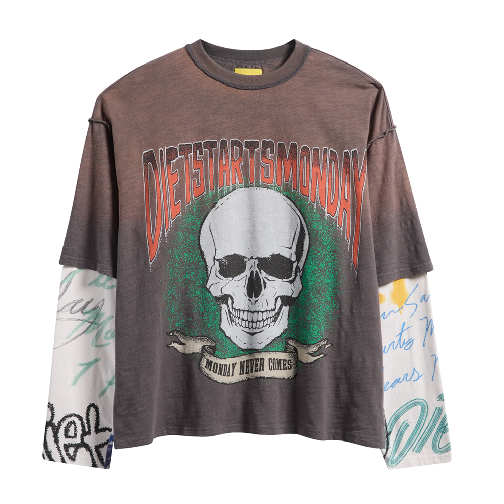Diet Starts Monday Double Layer Skull Tee-Vintage Black/Multi-DSM-FA25-026