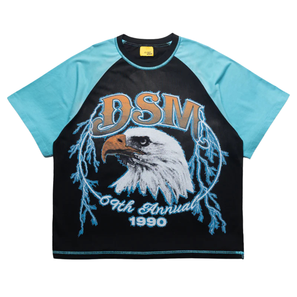 Diet Starts Monday Eagle Raglan Tee-Black/Blue-DSM-FA25-029
