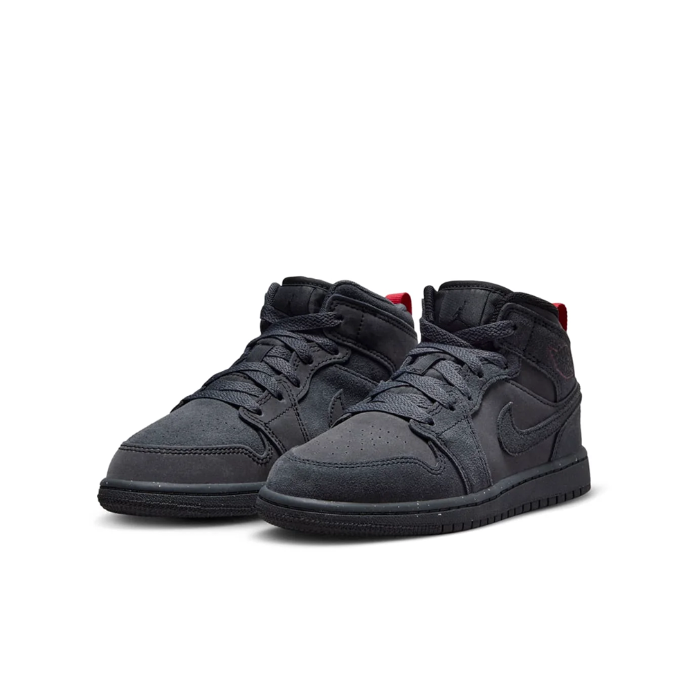 Preschool Jordan 1 Mid SE Craft 'Dark Smoke Red' - FQ7754-001