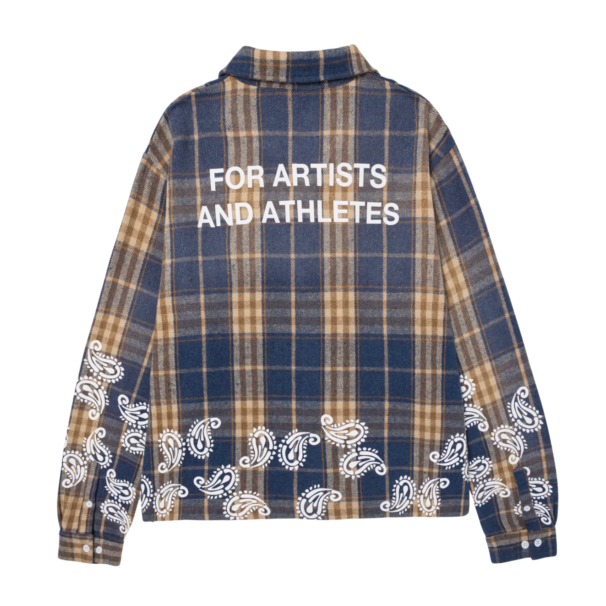Ryoko Rain Blue Plaid Paisley Flannel - Blue - RYO-FA26-21