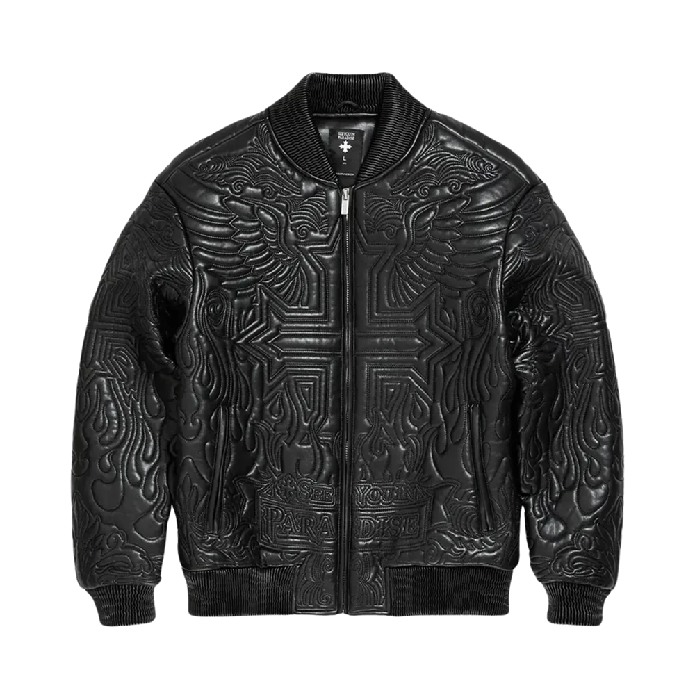 Jordan Craig PU Embroidered Jacket-Black-91666