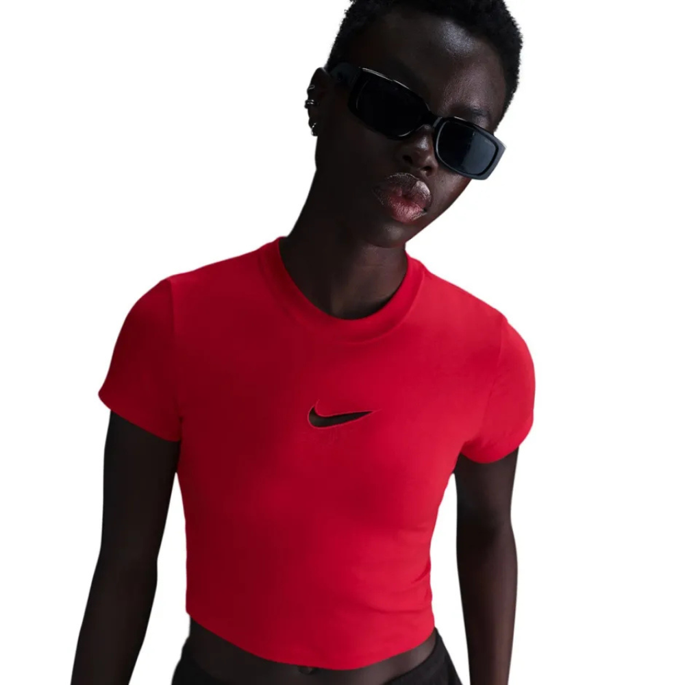 WMNS Nike Sportswear Chill Knit Slim Cropped T-Shirt-Red-HF9534-657