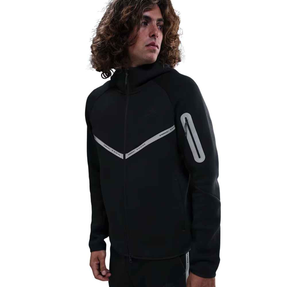 Men's Nike Tech Reflective Full Zip Windrunner Fleece Hoodie - Black - IM6537-010