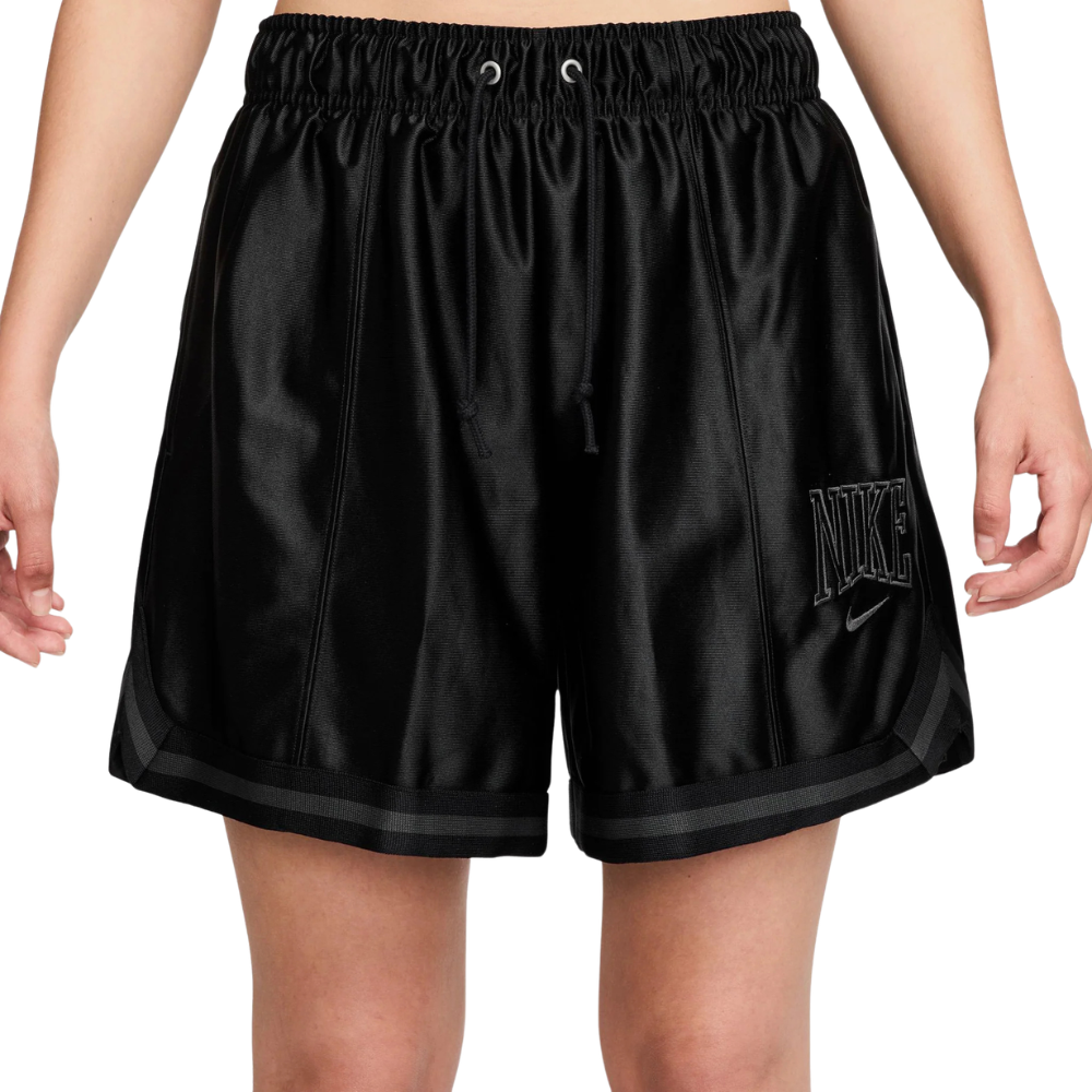 Women's Nike Loose 6" Mid Rise Satin Lifestyle Shorts-Black-HJ0163-010