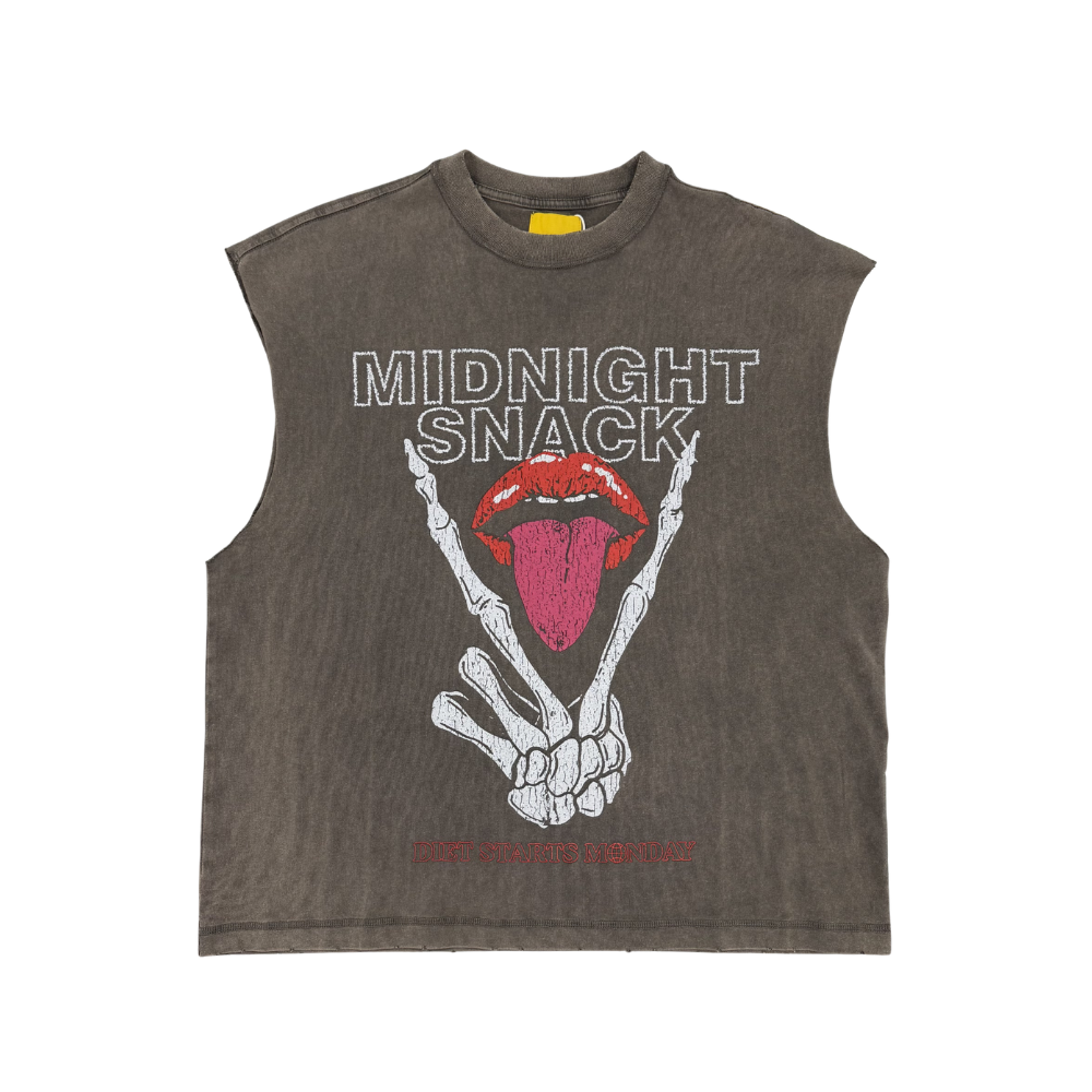 Diet Starts Monday Midnight Snack Cut Off Tee-Vintage Black - DSM-PS26-008