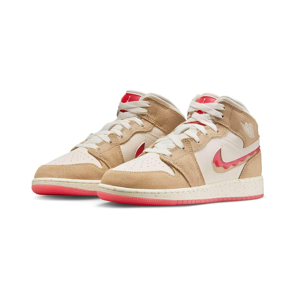 Grade School Air Jordan 1 Mid SE 'Peanut Butter & Jelly' - HJ5958-206