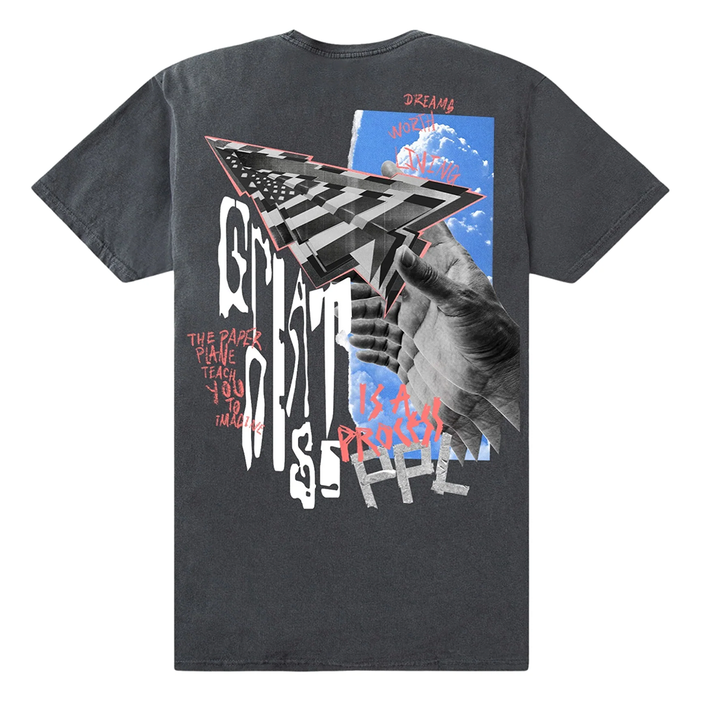 Paper Planes Collage Tee - Washed Black - 200473