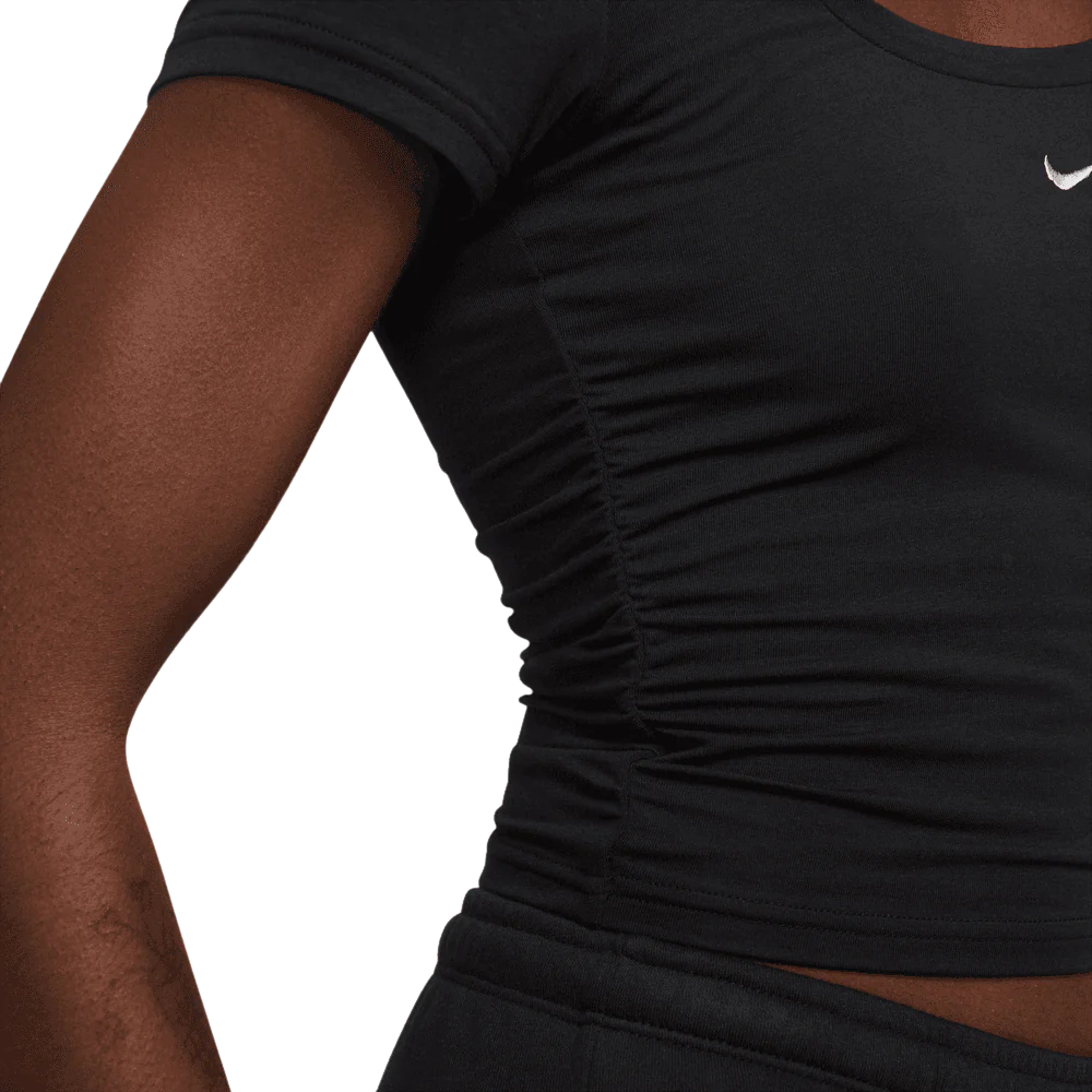 WMNS Nike Sportswear Chill Knit Short-Sleeve Square-Neck Top-Black-FZ7990-010