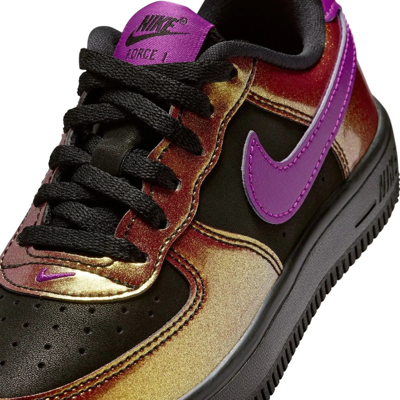 Preschool Nike Air Force 1 Low Lace 'Gold Black Berry' - IQ2734-001