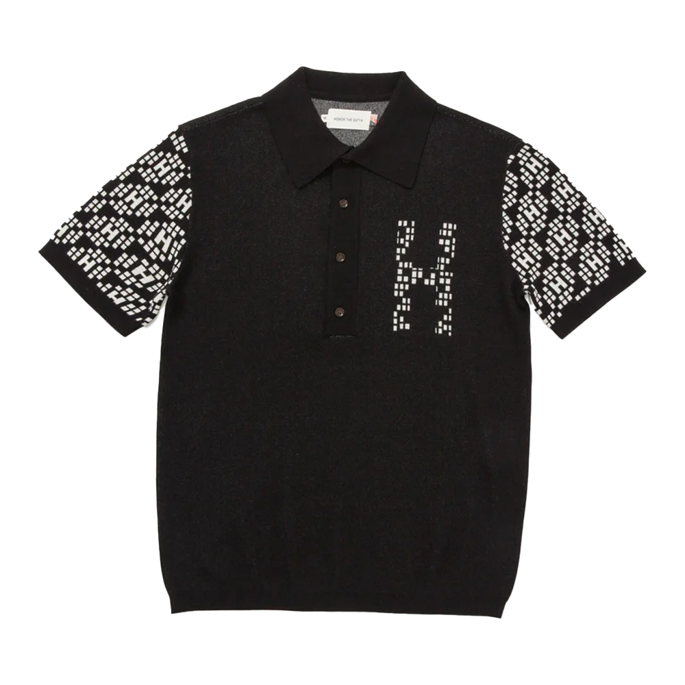 Honor The Gift Knit H Pattern Polo-Black-HTG240148
