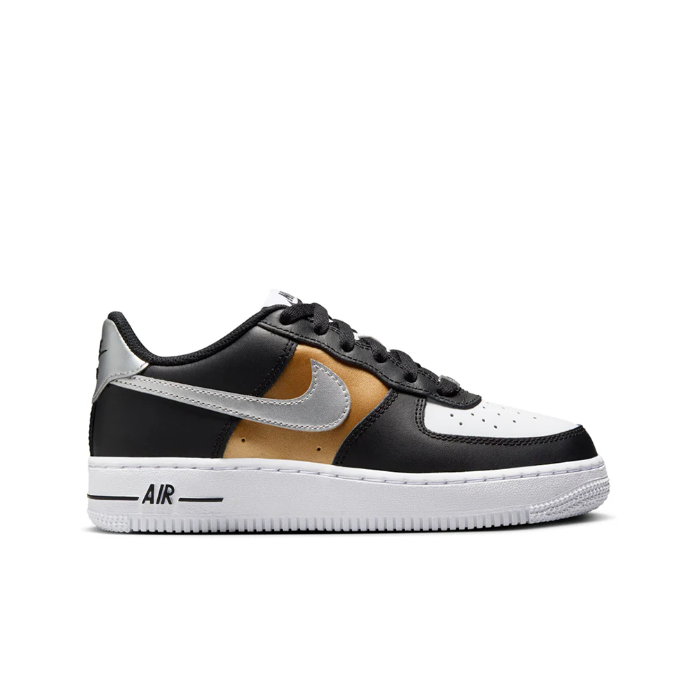 Grade School Nike Air Force 1 'Black/Metallic Silver' - HV0937-010