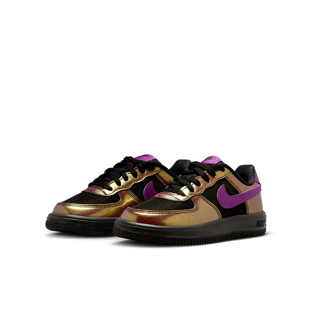 Preschool Nike Air Force 1 Low Lace 'Gold Black Berry' - IQ2734-001