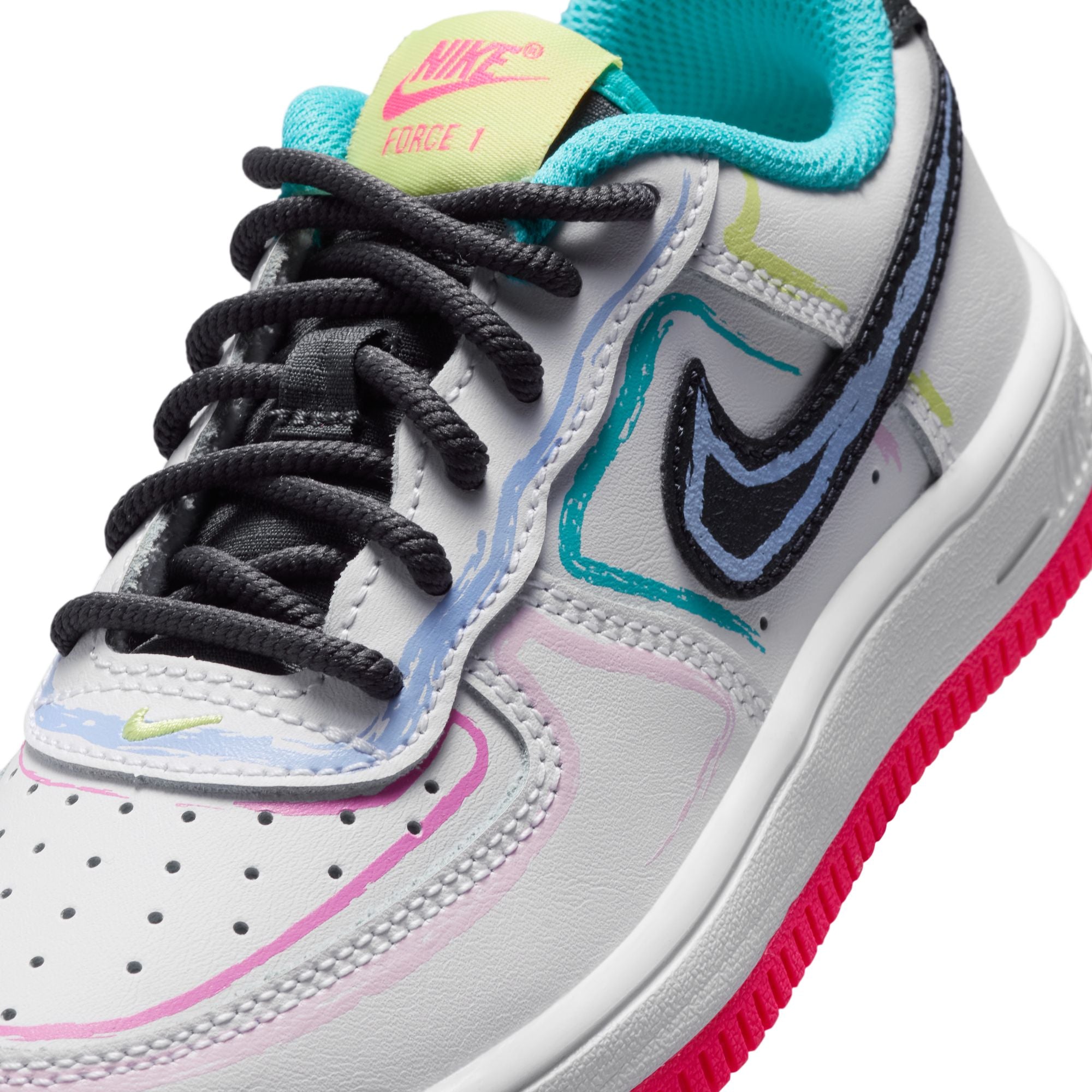 Preschool Nike Force 1 Low BP Lace 'White/Hyper Pink' - IR1821-100