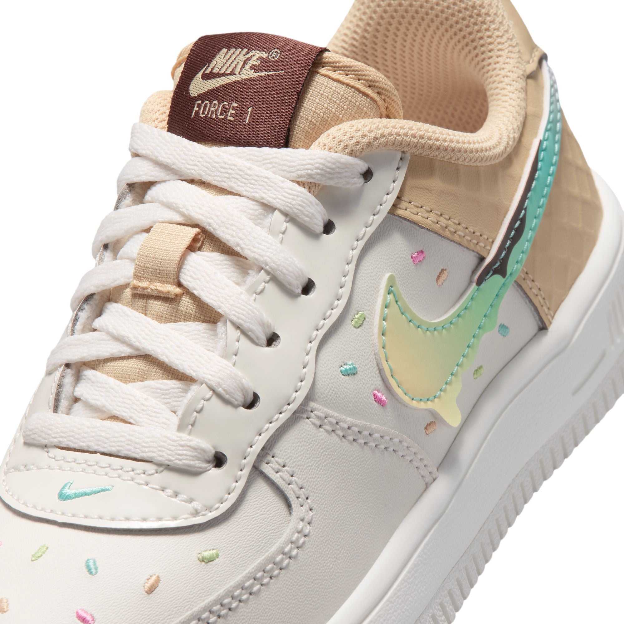 Preschool Force 1 Low BP Lace - Sail/Sesame/Bleached Turquoise/Multi-Colour -IV6208-133