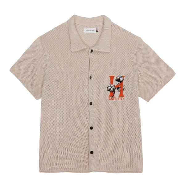 HONOR THE GIFT KNIT H SS BUTTON UP-BONE-HTG230130