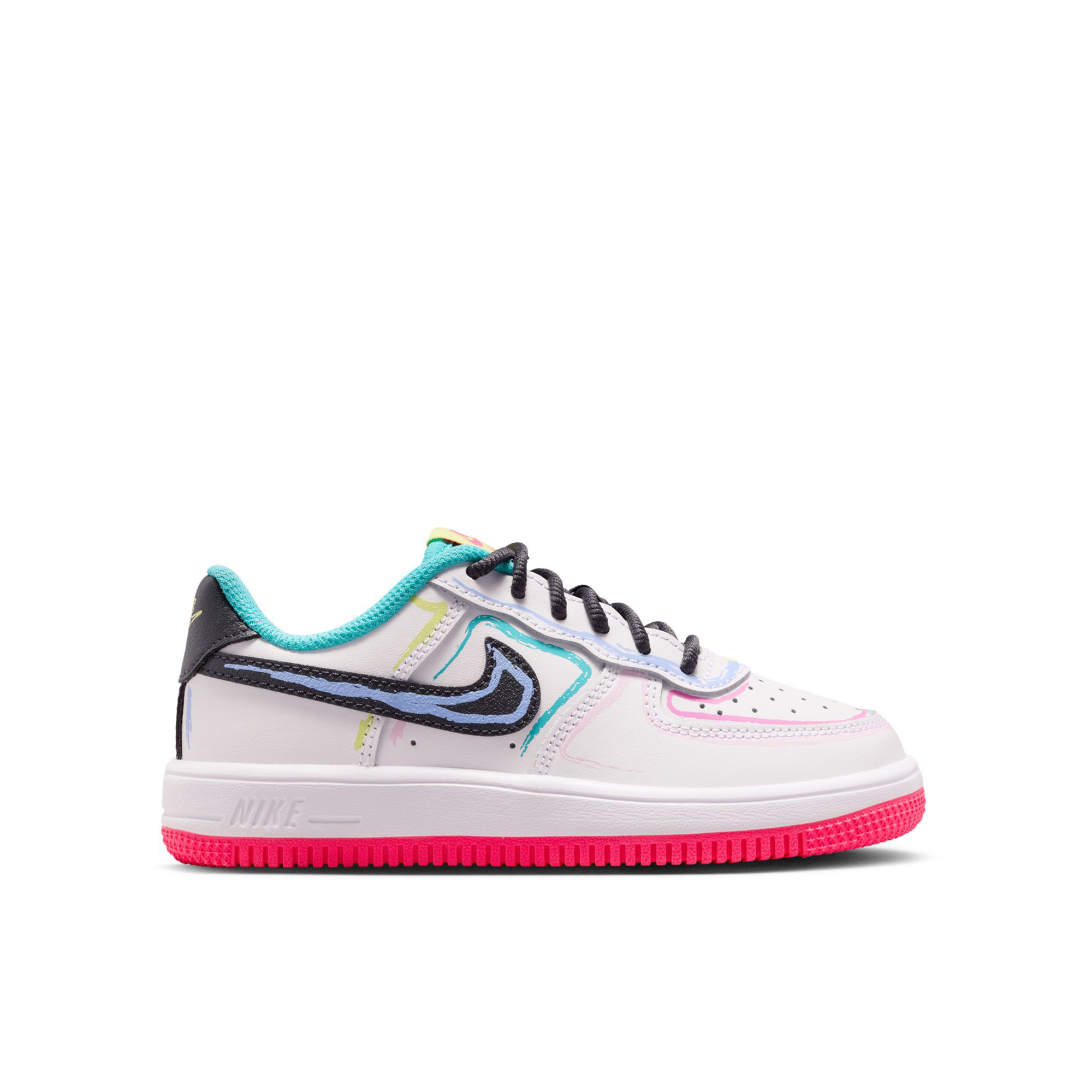 Preschool Nike Force 1 Low BP Lace 'White/Hyper Pink' - IR1821-100