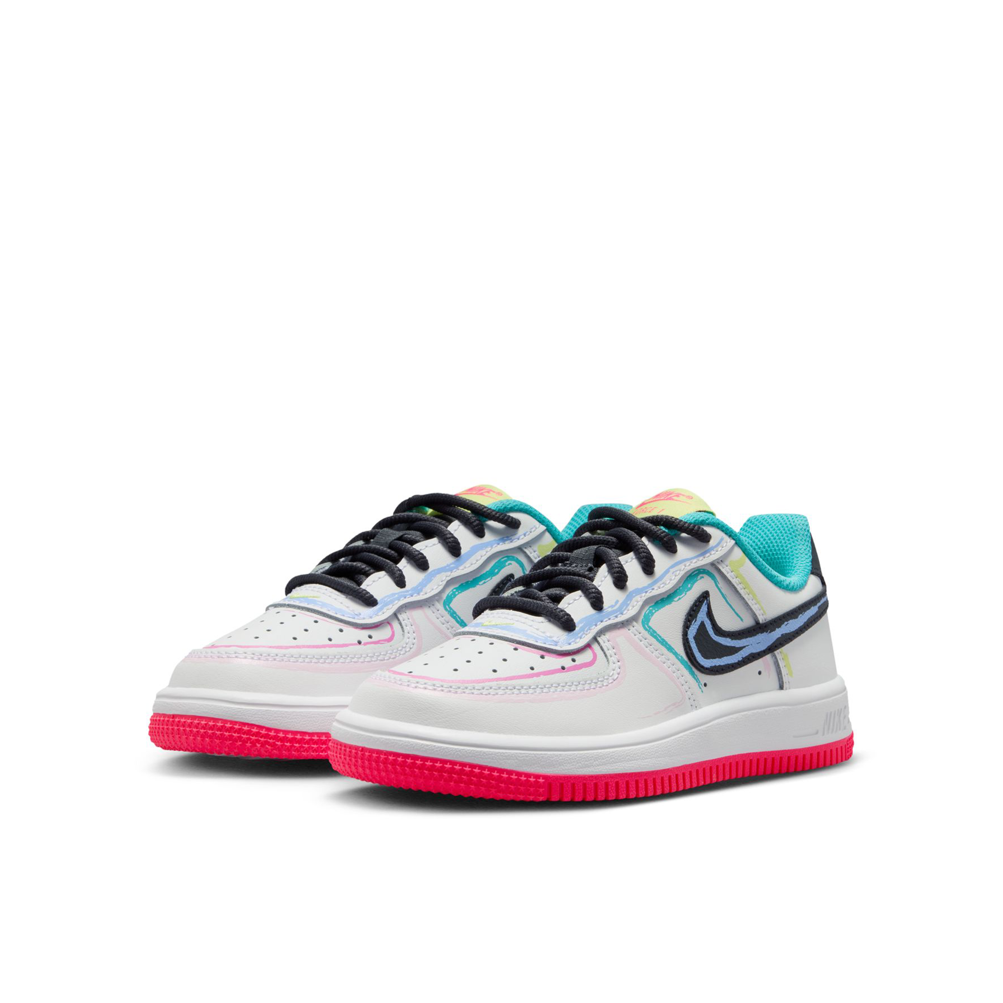 Preschool Nike Force 1 Low BP Lace 'White/Hyper Pink' - IR1821-100
