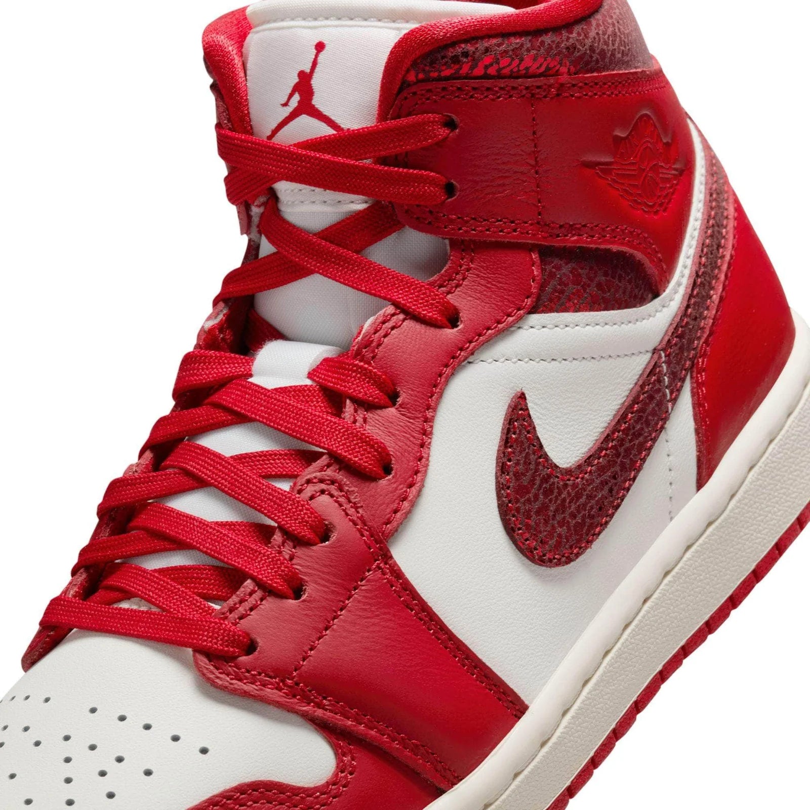 Women's Air Jordan 1 Mid SE -Red Cracked Leather-HJ9337-106