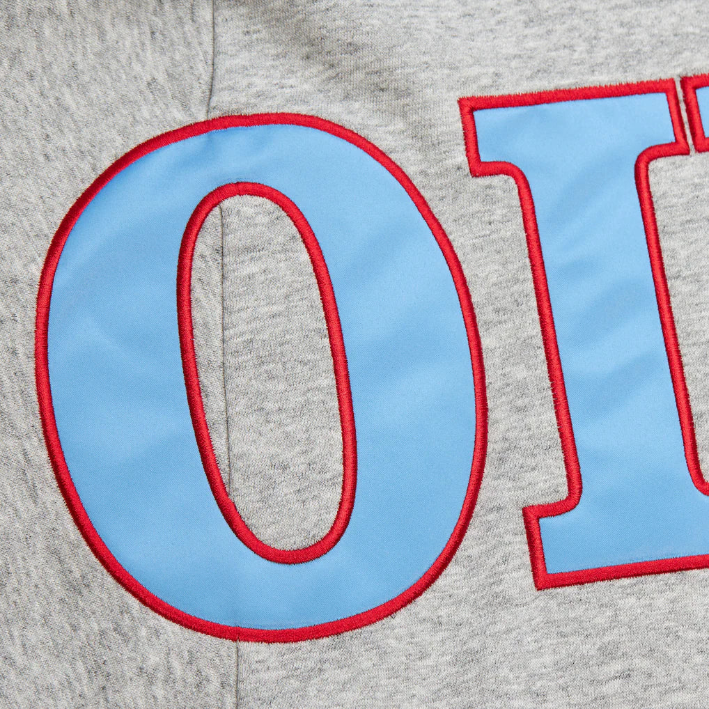 Mitchell & Ness Houston Oilers Full Field Satin Fleece Crew Vintage Logo-Grey/Blue-FC8089