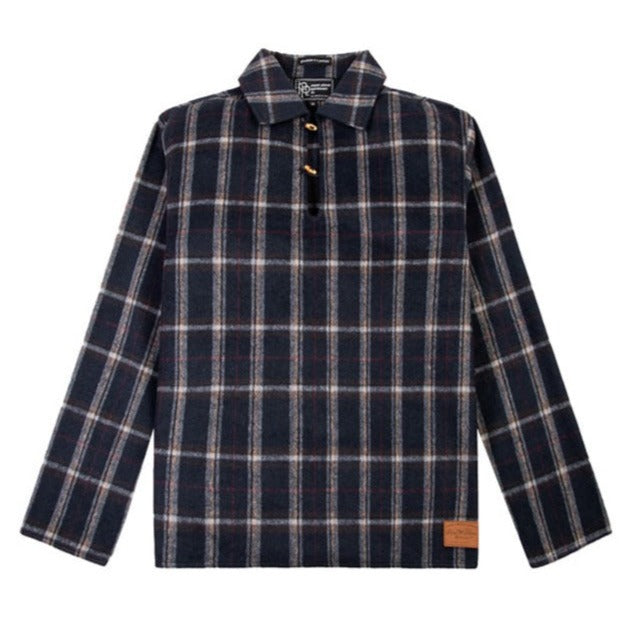 Paper Planes Plaid Brushed Flannel Tunic-Navy-300227