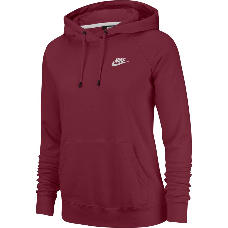 WMNS NIKE SPORTSWEAR ESSENTIAL FLEECE PULLOVER HOODIE-MAROON-BV4124-638