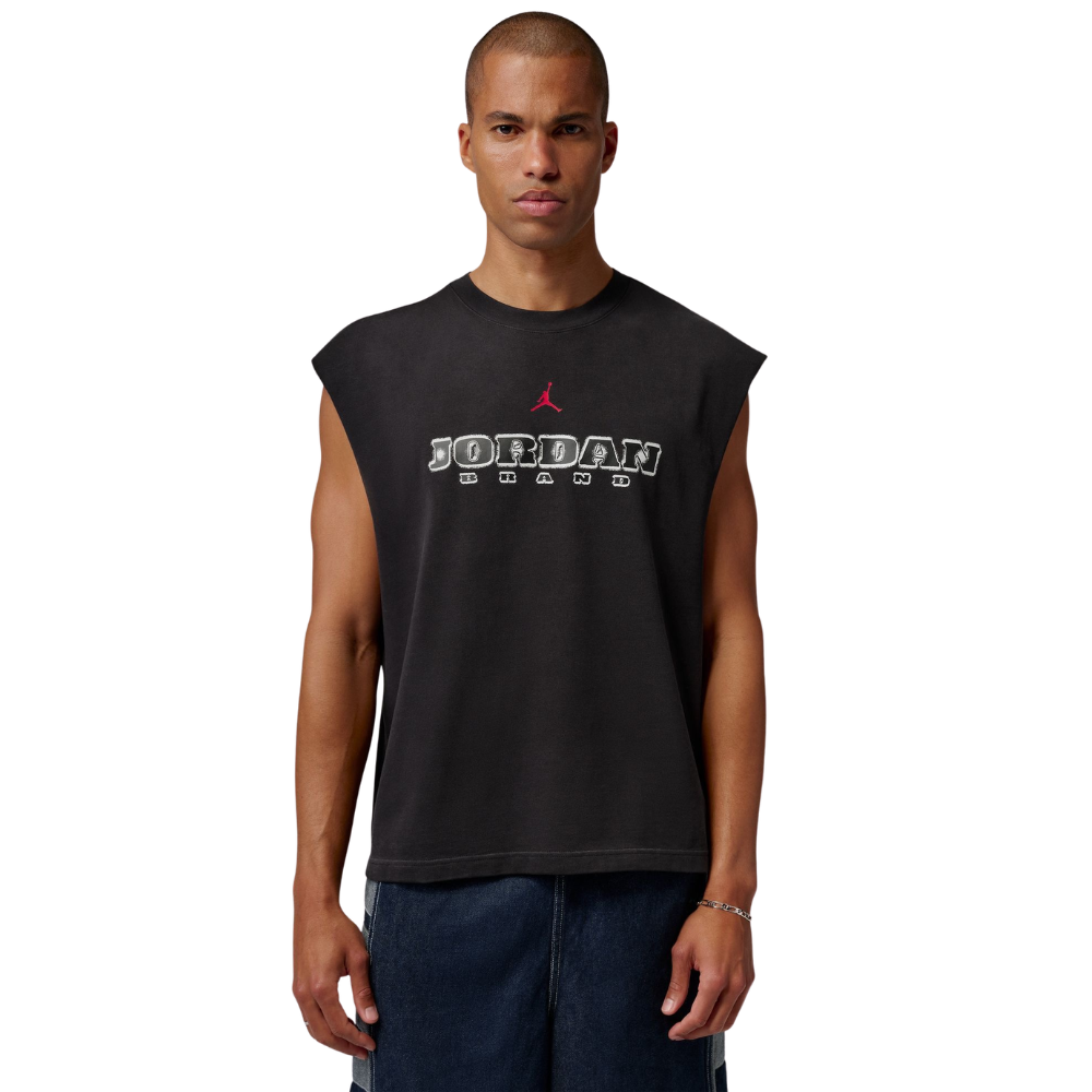 Jordan Brooklyn Men's Sleeveless Muscle Top T-Shirt-Black Gym Red - IF3131-010