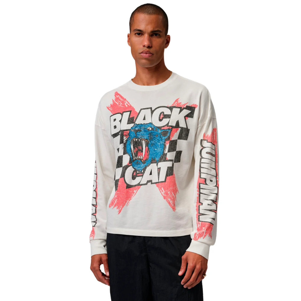 Jordan Black Cat Long Sleeve Tee-Ivory - IO9586-160