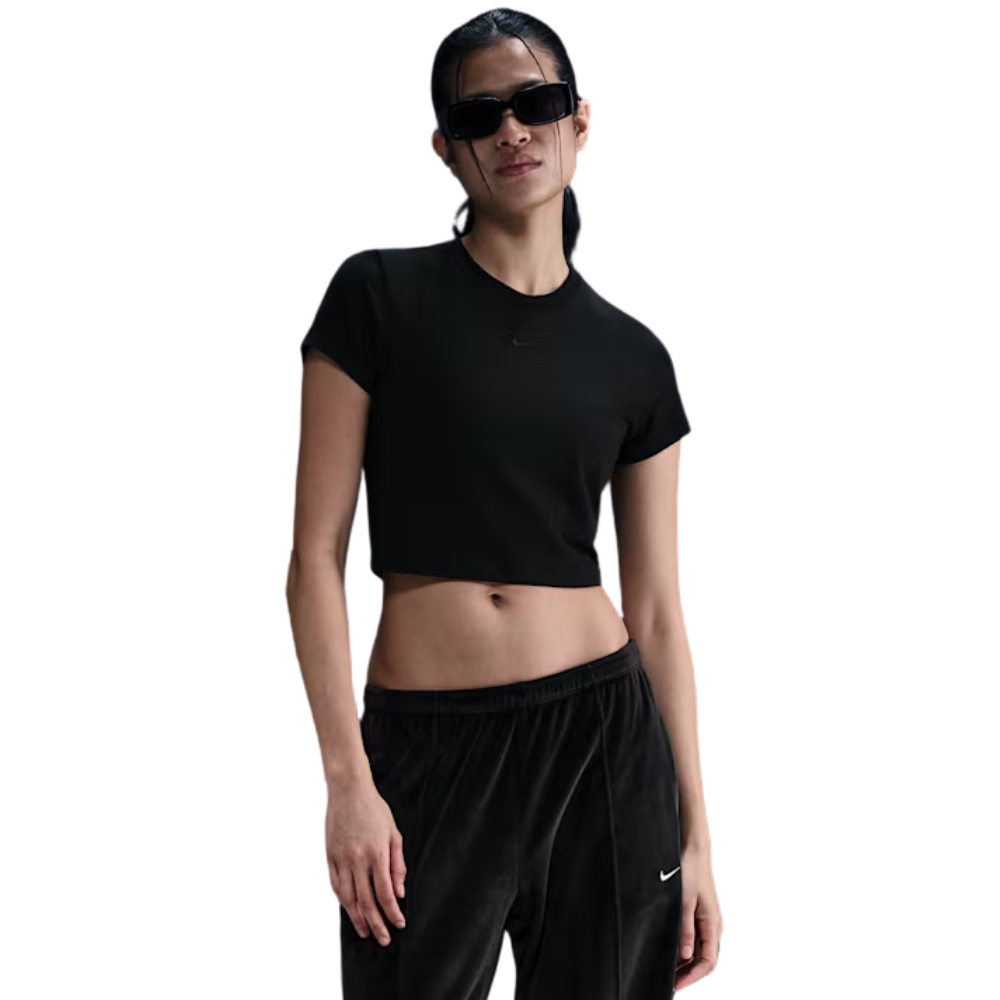 Wmns Nike Sportswear Chill Knit Cropped Shirt -Black -HF9538-010