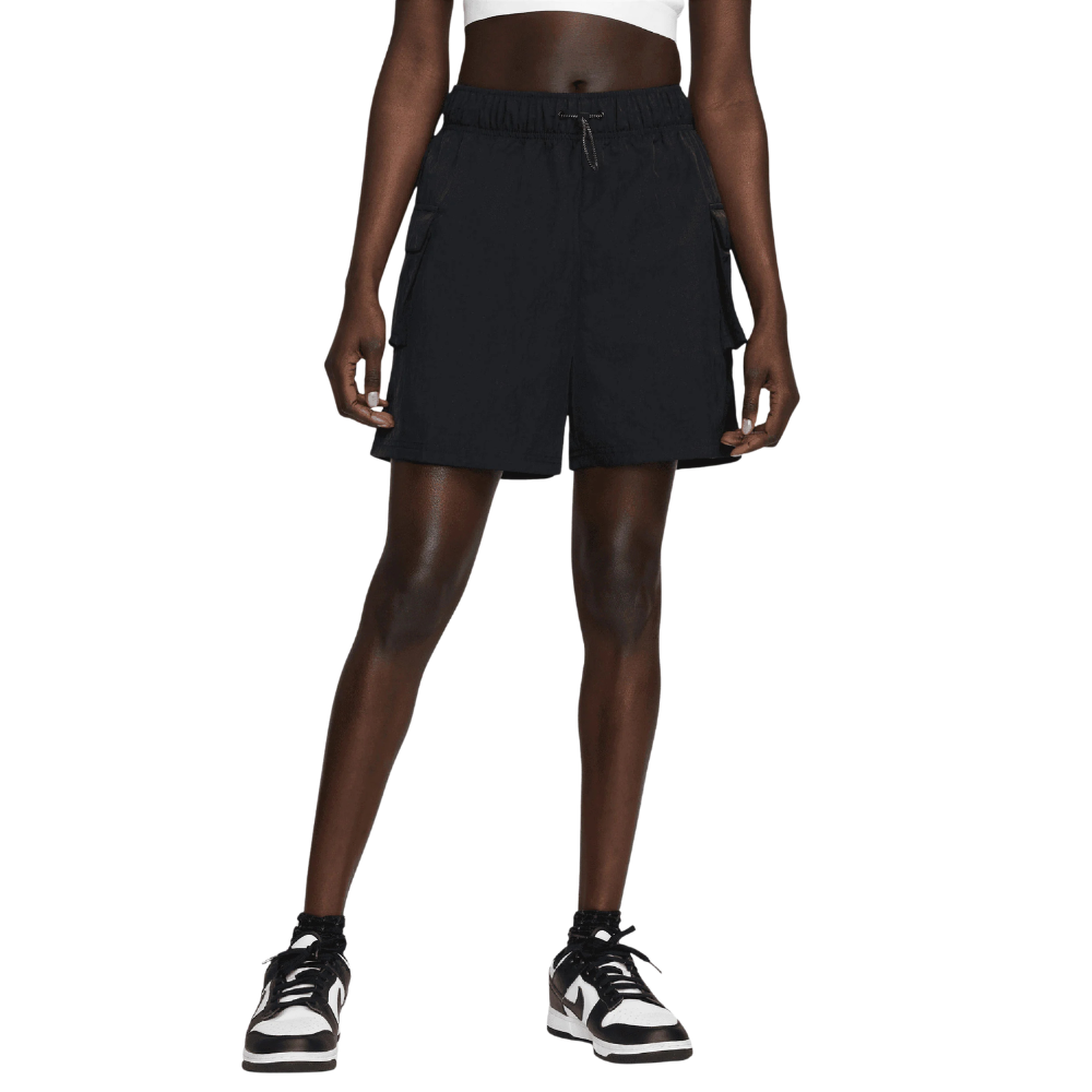 Women's Nike Sportswear Essential Woven High-Rise Shorts-Black-DM6247-010