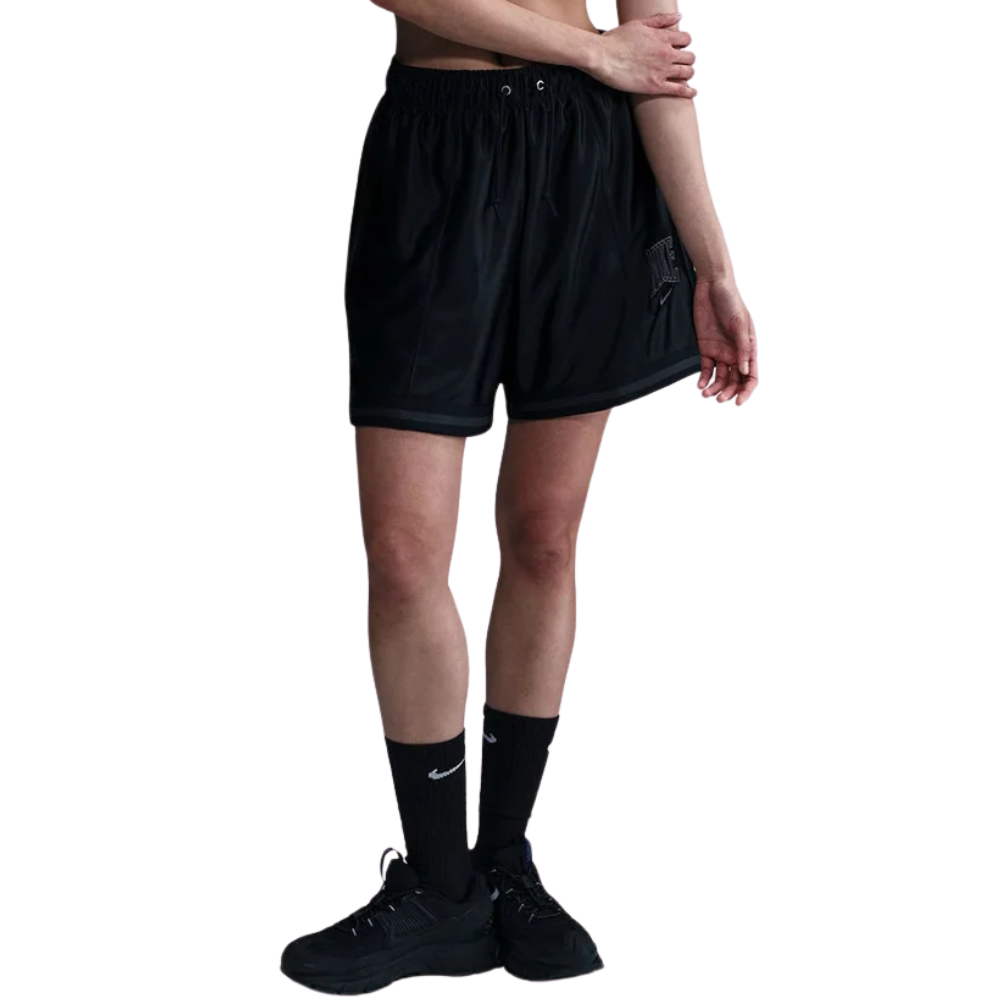 Women's Nike Loose 6" Mid Rise Satin Lifestyle Shorts-Black-HJ0163-010