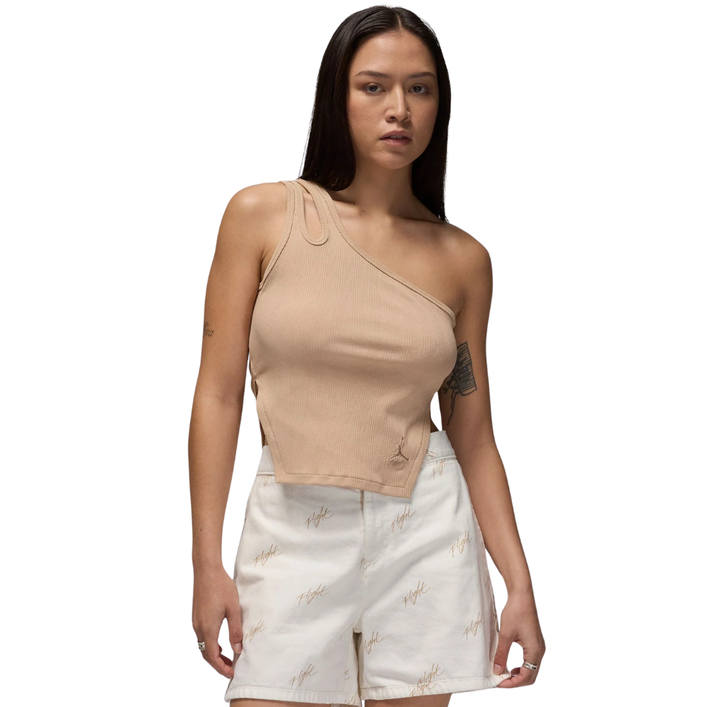 Women's Jordan Women's Asymmetrical Ribbed Tank Top-Brown-FN5798-244