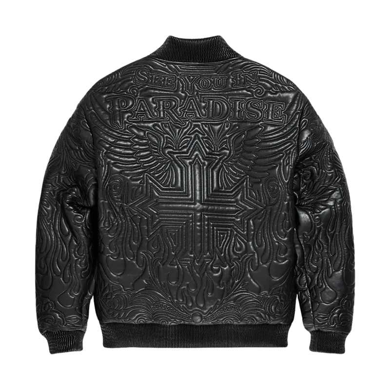 Jordan Craig PU Embroidered Jacket-Black-91666