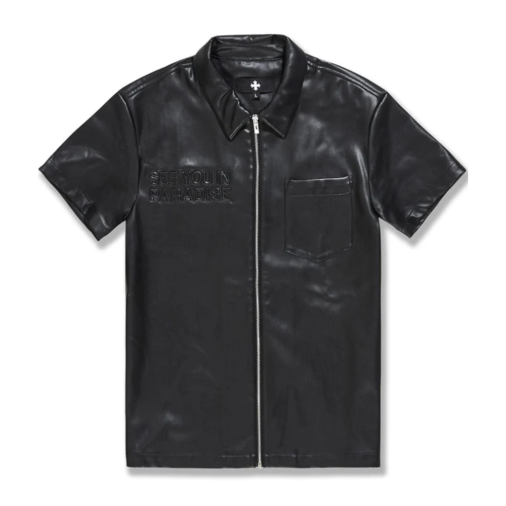 Jordan Craig Retro Thriller Full Zip S/S Shirt-Black-2055