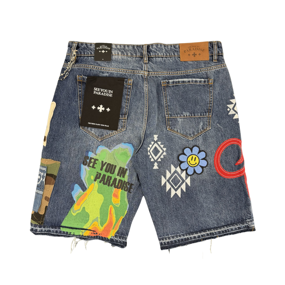 Jordan Craig Patch Pattern Denim Short-Aged Wash - JBP105S