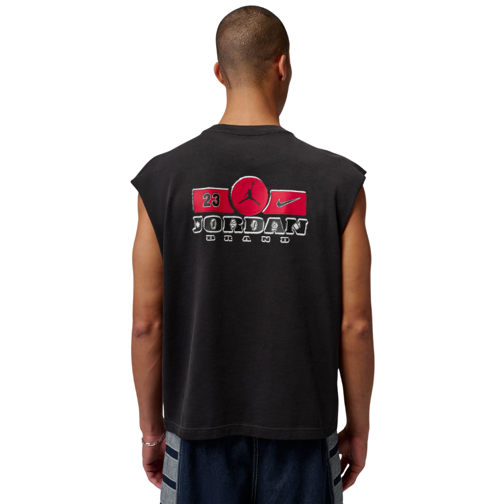 Jordan Brooklyn Men's Sleeveless Muscle Top T-Shirt-Black Gym Red - IF3131-010