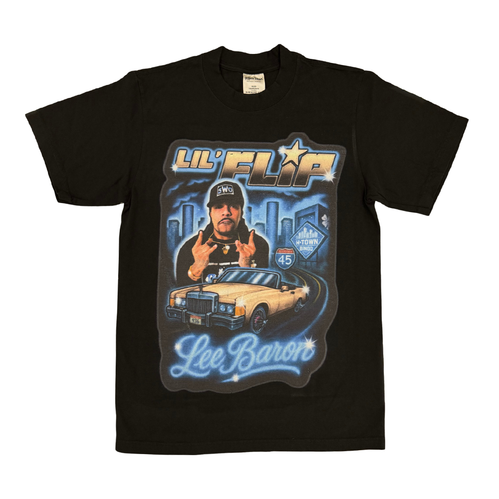 Lee Baron X Lil Flip 'H-Town' Tee-Black-LBBLKFLIP