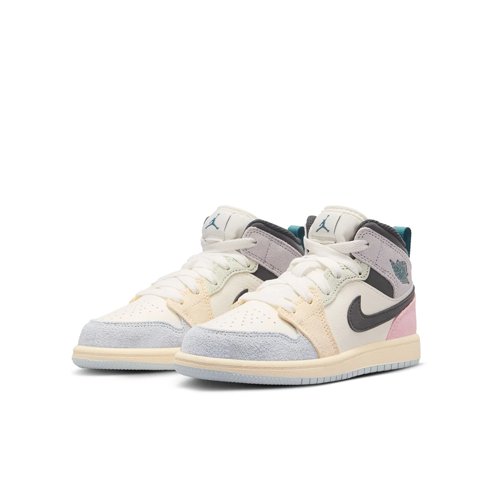 Preschool Jordan 1 Mid SE 'Sail/Iced Jade' - IB7052-100
