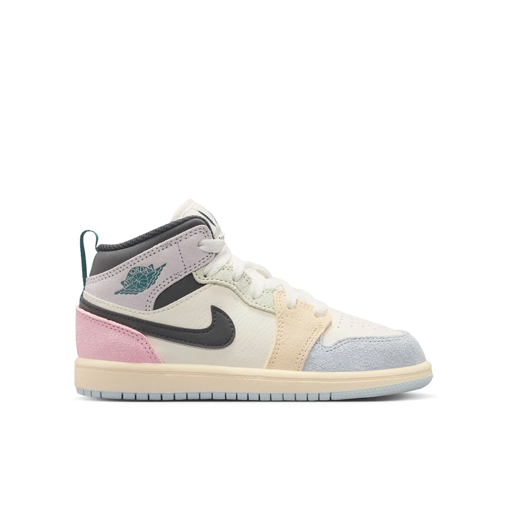 Preschool Jordan 1 Mid SE 'Sail/Iced Jade' - IB7052-100